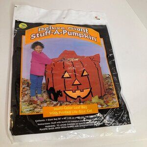 Vintage Sunhill Deluxe Giant Stuff a‎ Pumpkin Leaf Bag w cat 56 x 60" #1